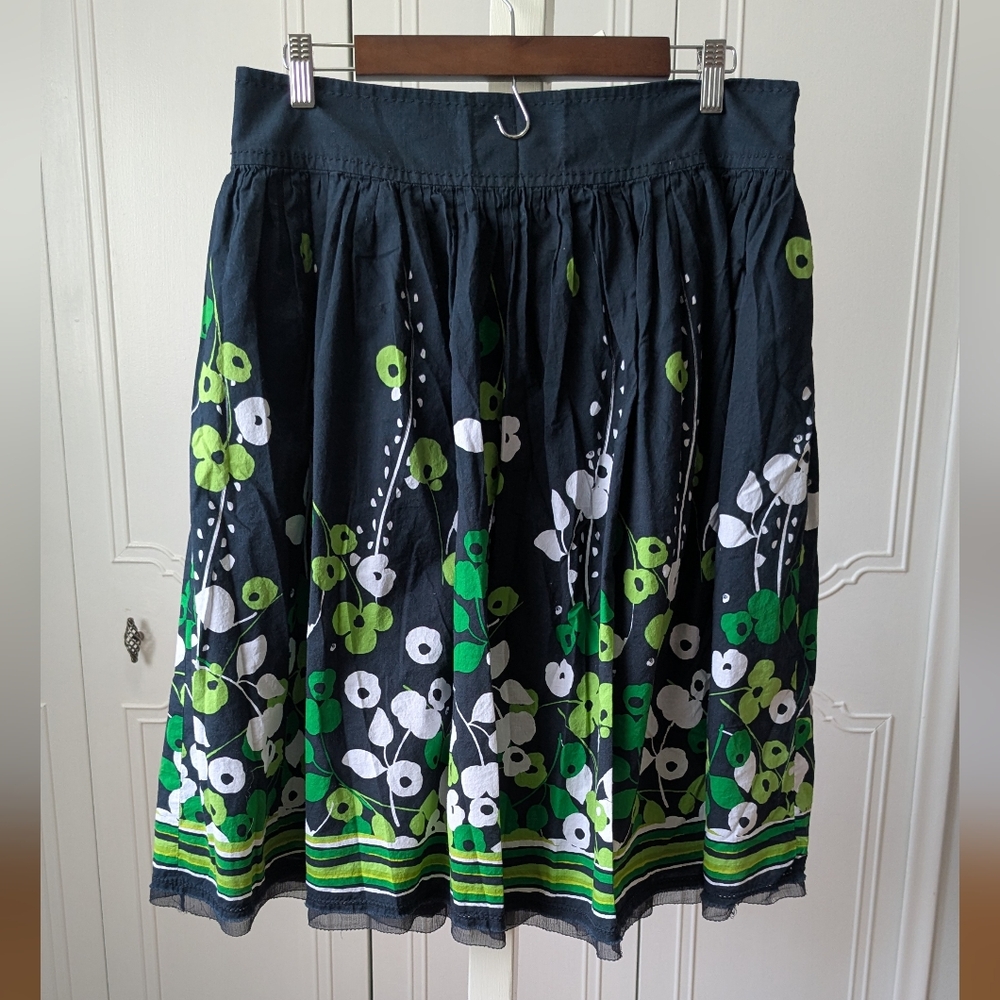 Alfani Pleated Floral Blue Bubble Midi Skirt High Waist Size XL